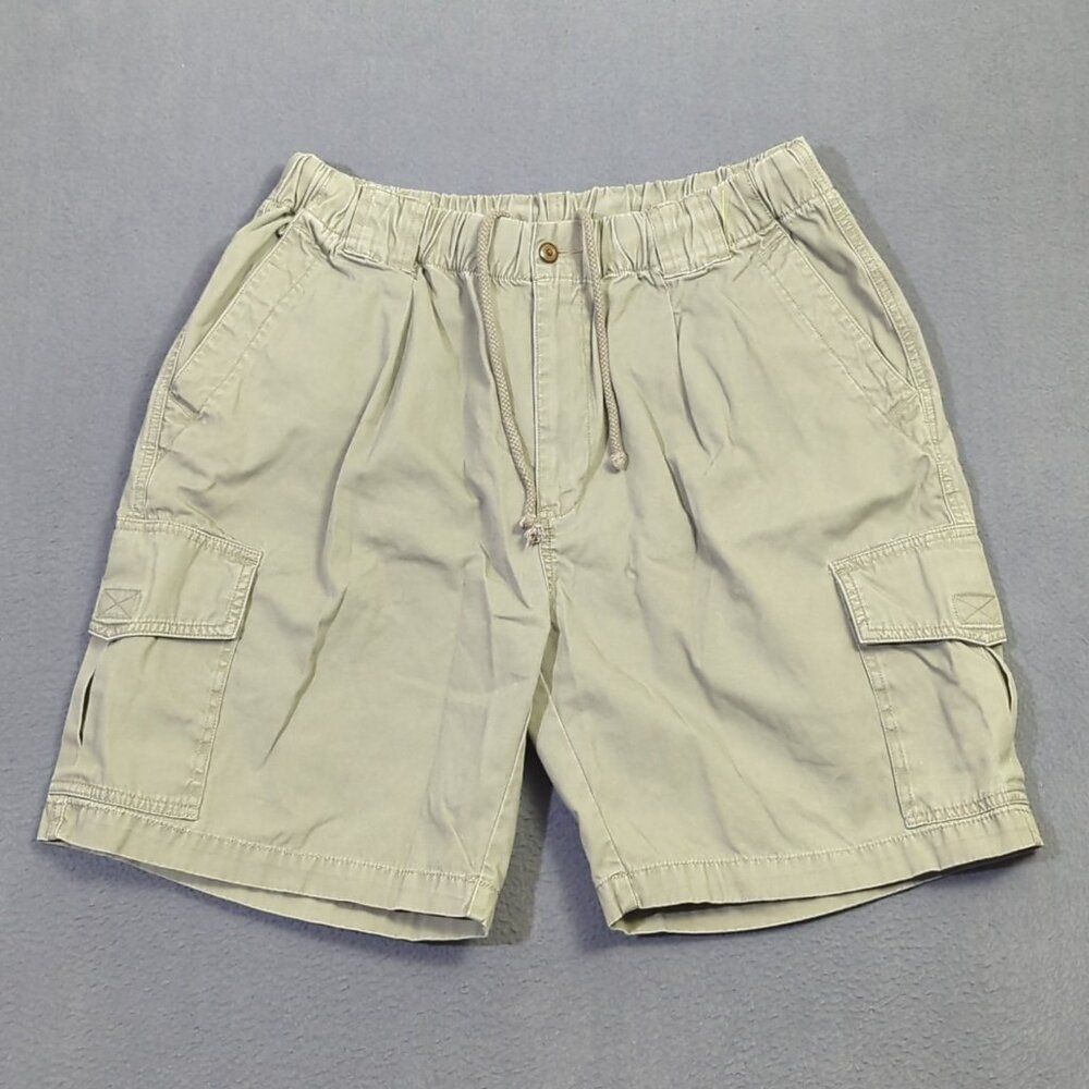 Tommy Bahama Shorts Men's L Green Cotton Cargo Elastic Stretch Waist Drawstrings